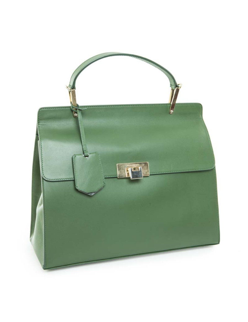 The ten BALENCIAGA green smooth leather bag