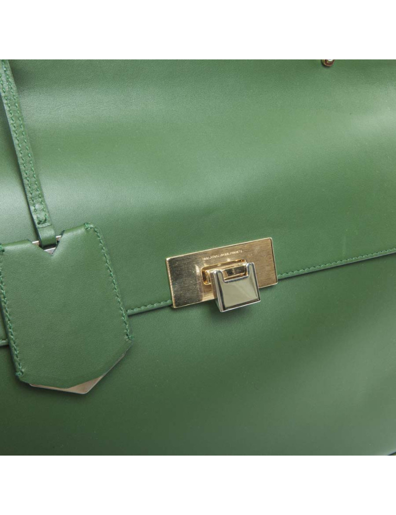 The ten BALENCIAGA green smooth leather bag