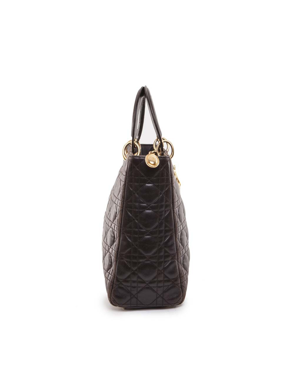 Sac Lady Dior CHRISTIAN DIOR cuir matelassé marron