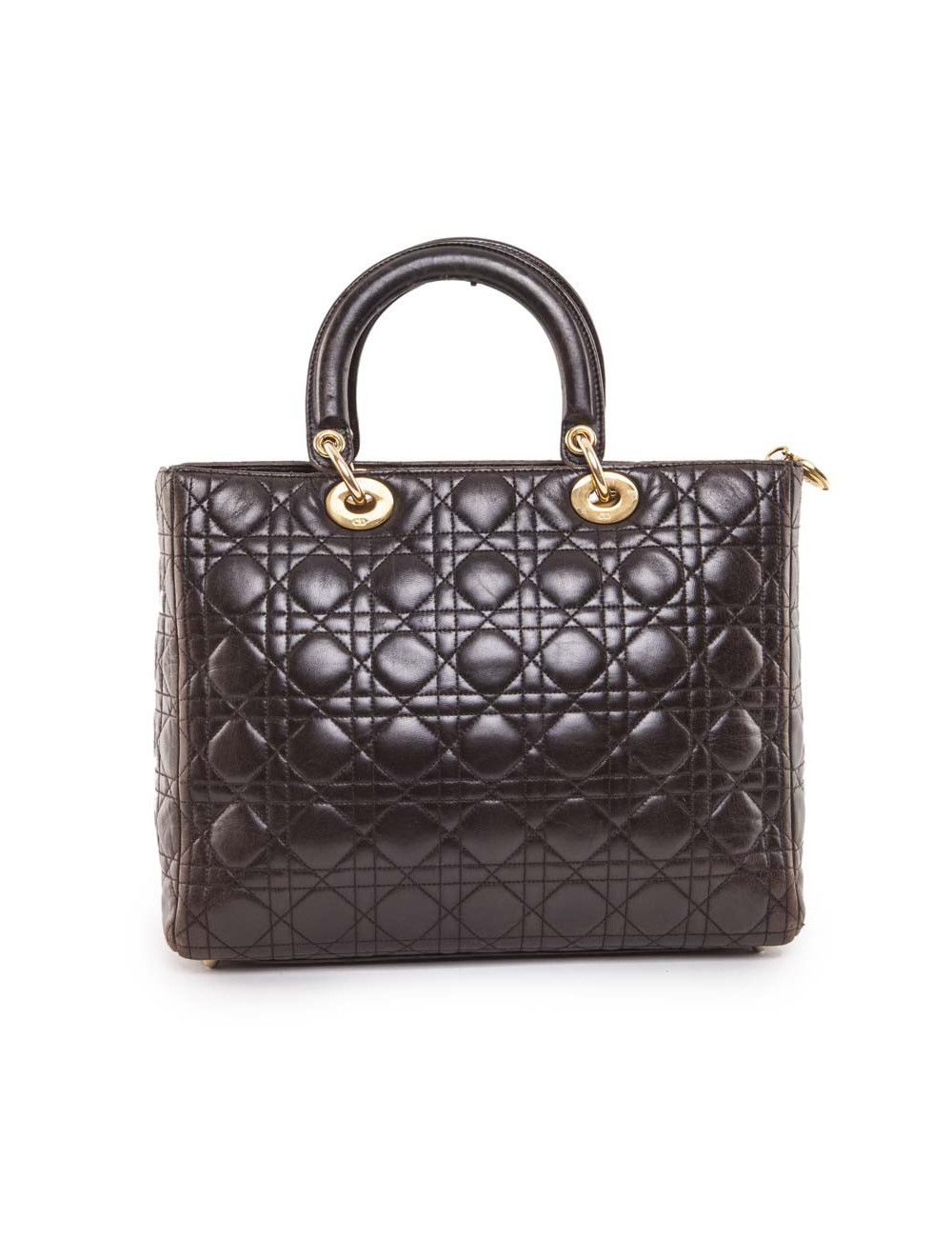 Sac Lady Dior CHRISTIAN DIOR cuir matelassé marron