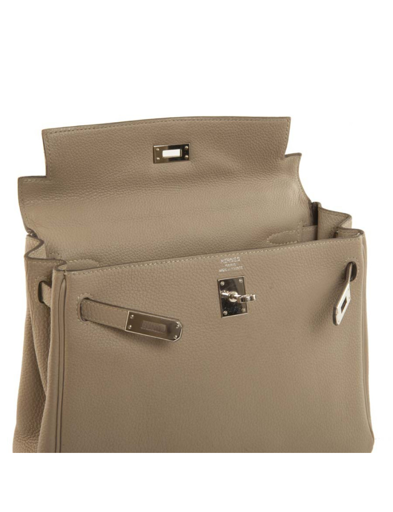 Kelly 25 HERMES cuir grainé étoupe