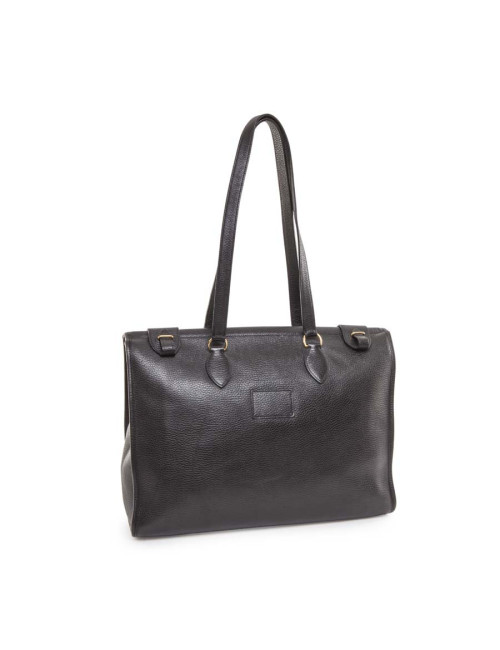 Sacoche HERMES mixte en cuir grainé noir