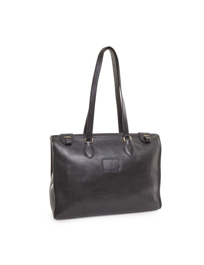 Sacoche HERMES mixte en cuir grainé noir