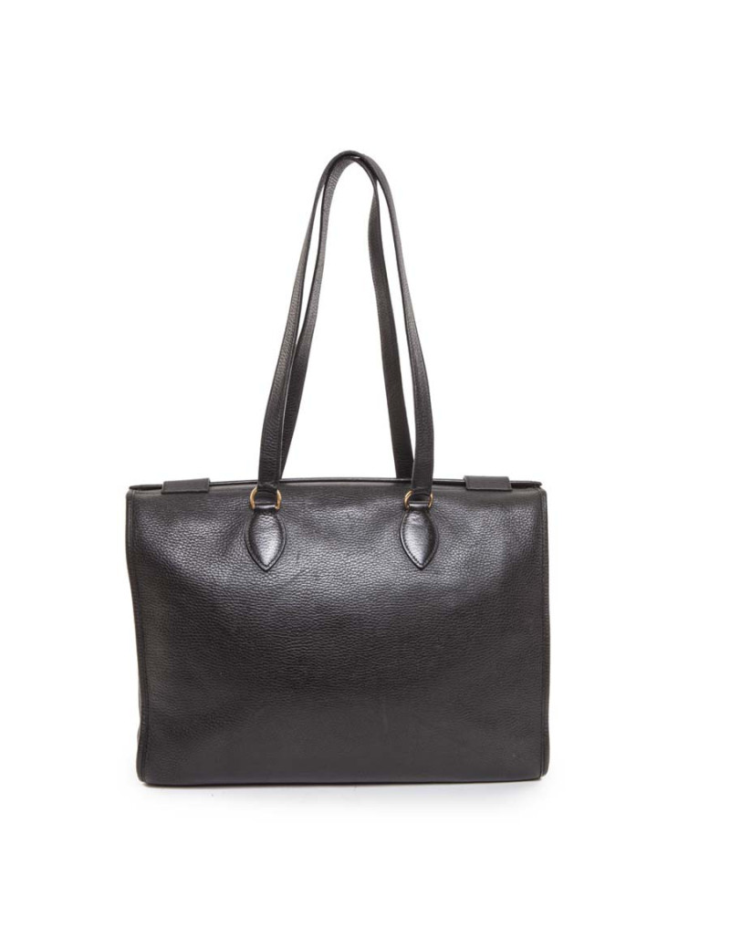 Sacoche HERMES mixte en cuir grainé noir