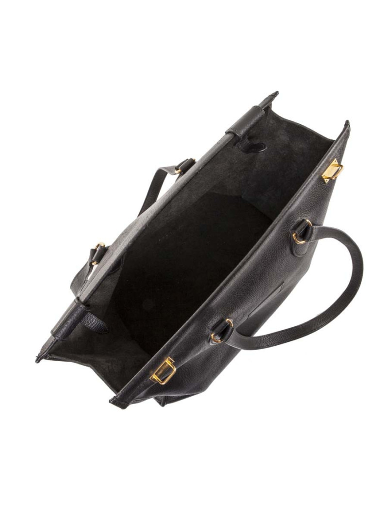 Sacoche HERMES mixte en cuir grainé noir