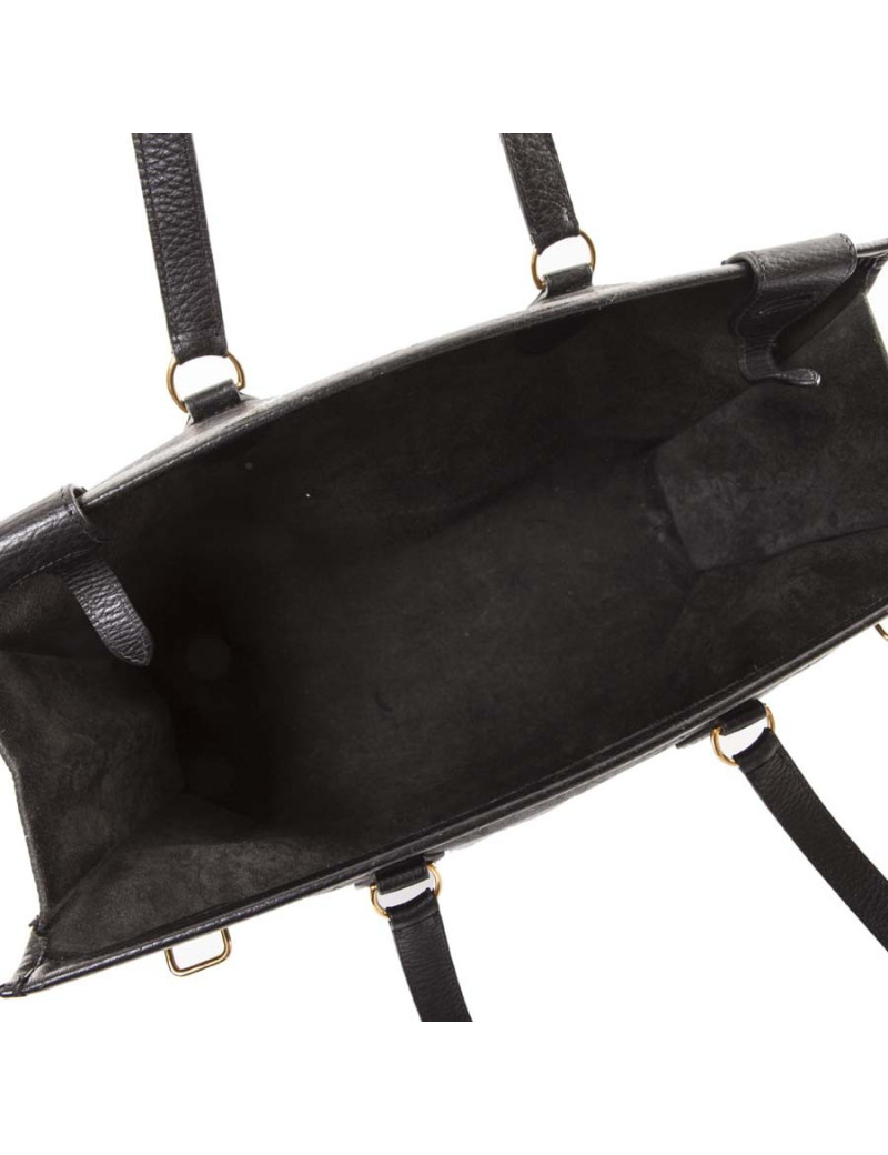 Sacoche HERMES mixte en cuir grainé noir