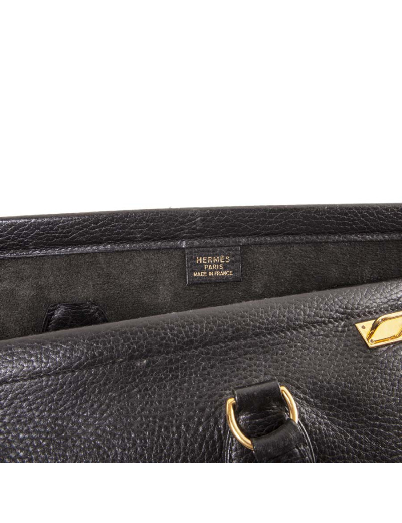 Sacoche HERMES mixte en cuir grainé noir