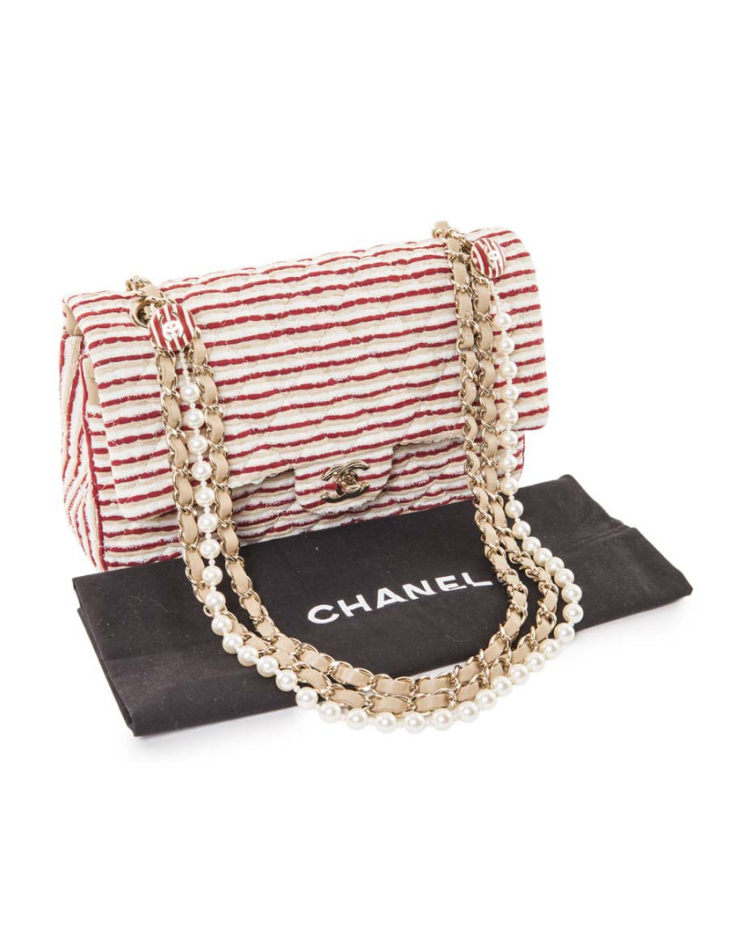 Sac CHANEL timeless chaine bijou perles nacrées