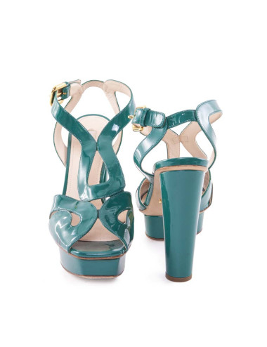 Escarpins PRADA T38,5 cuir verni vert