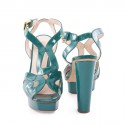 PRADA T38, 5 Green turquoise patent leather pumps