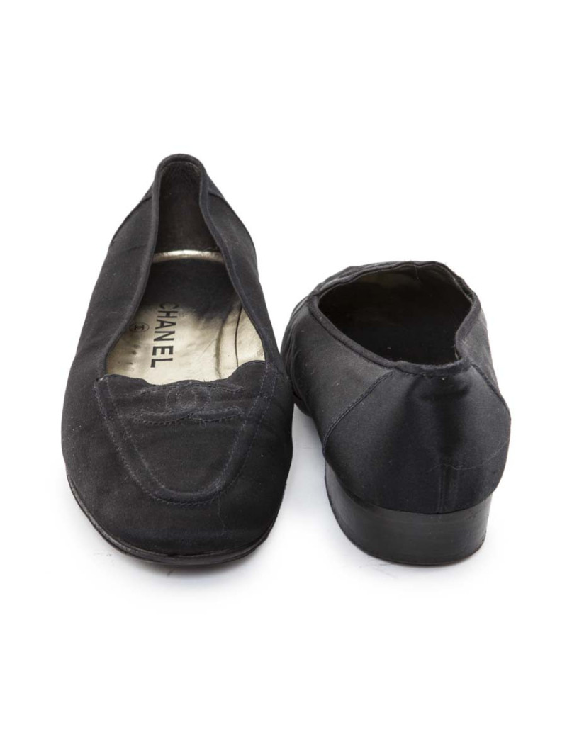 Ballerines CHANEL satin noir