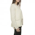 CHANEL twin set jacket and top in beige wool size 38FR