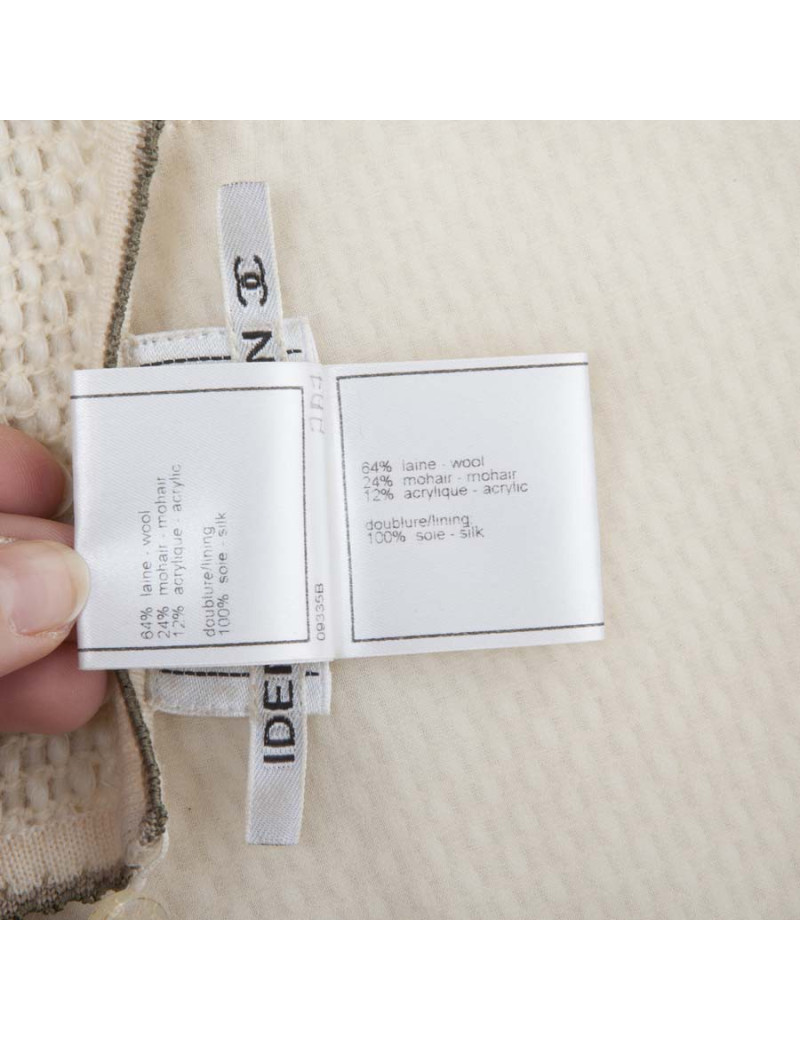 CHANEL twin set jacket and top in beige wool size 38FR