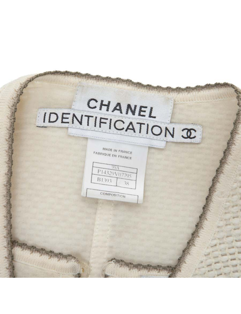 CHANEL twin set jacket and top in beige wool size 38FR