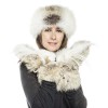 ELCOM Hat and gloves in gray and white cashmere and fur 