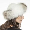 ELCOM Hat and gloves in gray and white cashmere and fur 