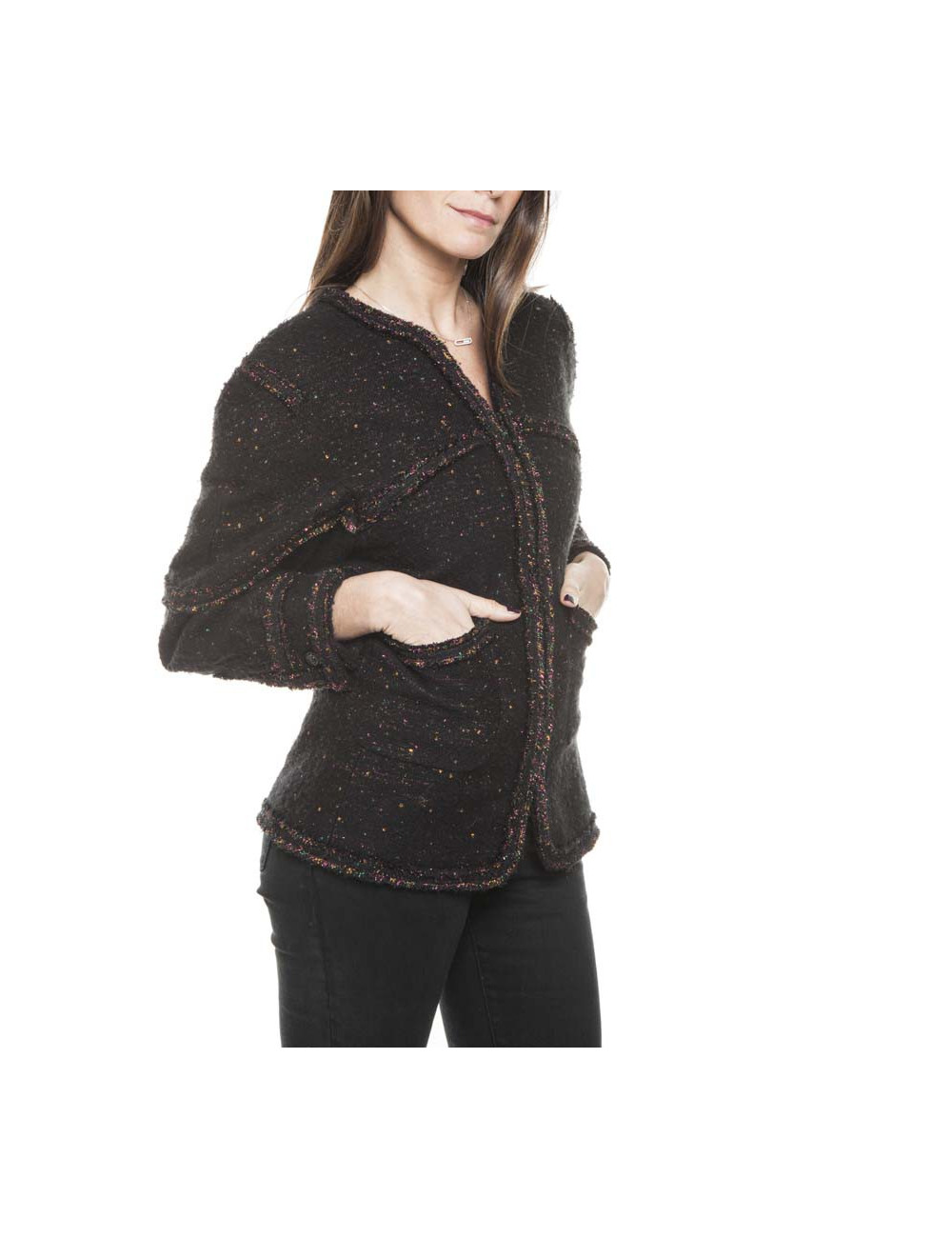 Veste CHANEL T  noire à paillettes
