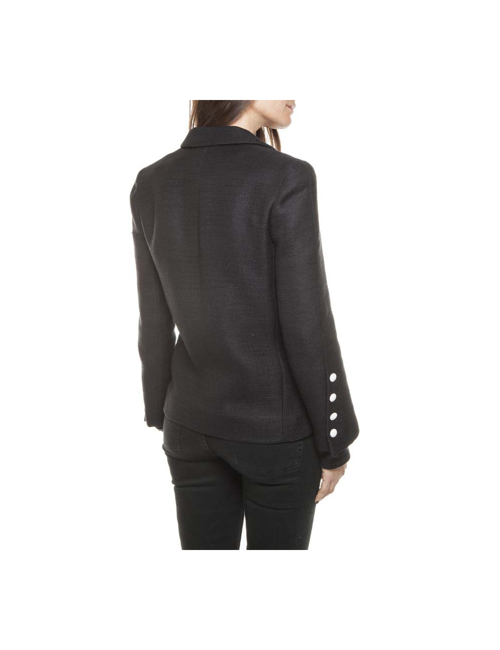 Veste CHANEL T36  soie et coton noir