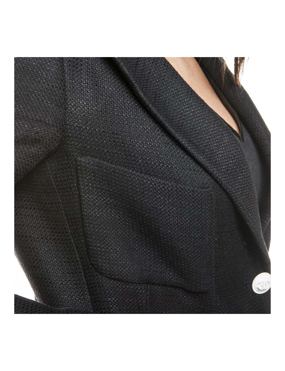 Veste CHANEL T36  soie et coton noir