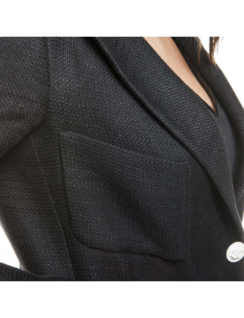 Veste CHANEL T36  soie et coton noir