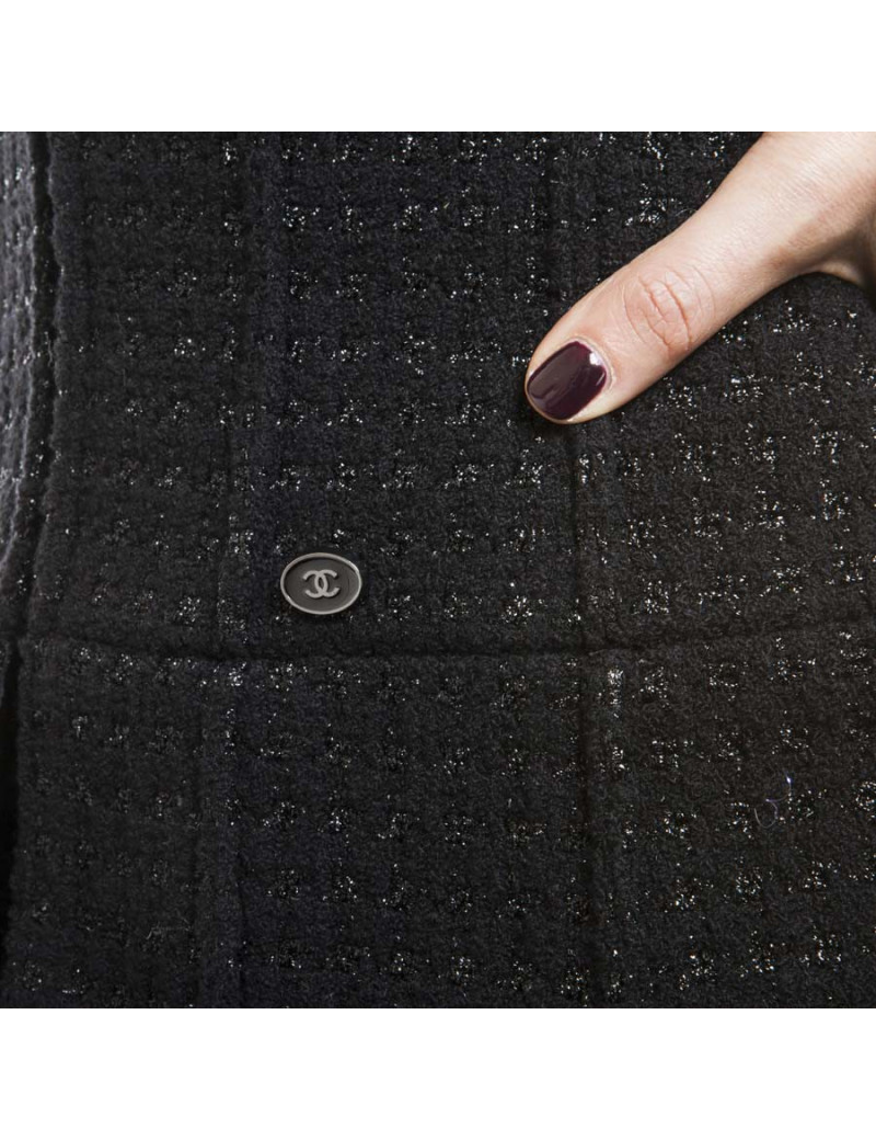Veste CHANEL T 36  tweed noir et fils brillants noirs