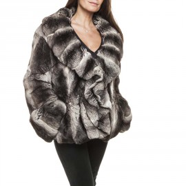REBECCA gray chinchilla fur coat 46FR