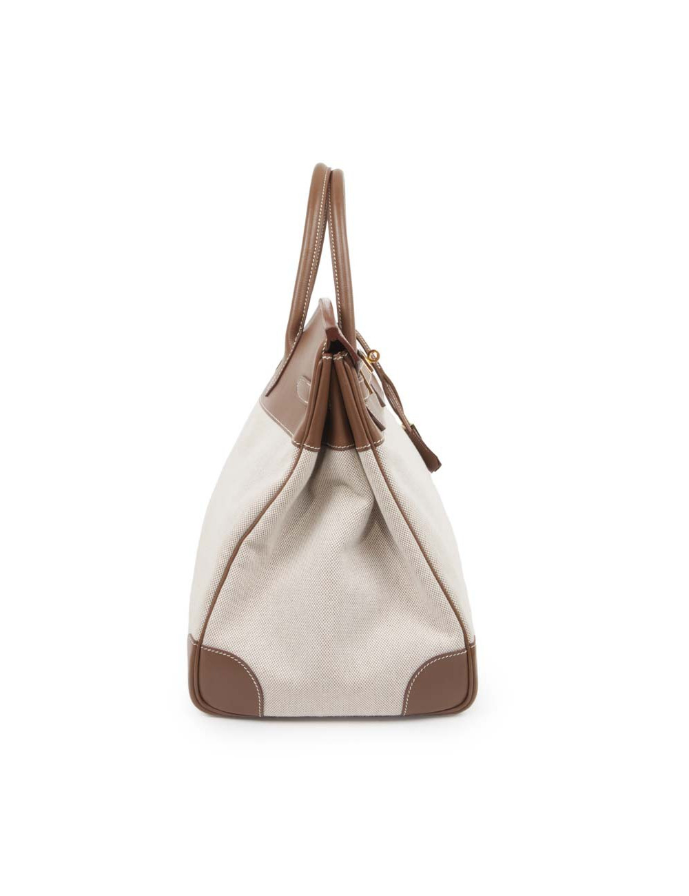 Sac Birkin 40 HERMES toile et cuir veau