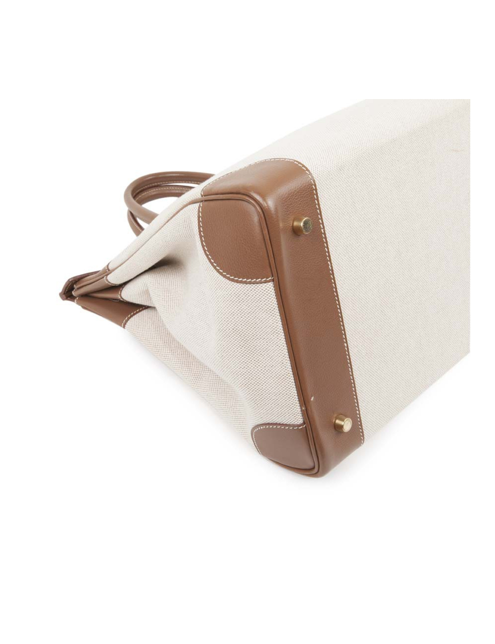 Sac Birkin 40 HERMES toile et cuir veau