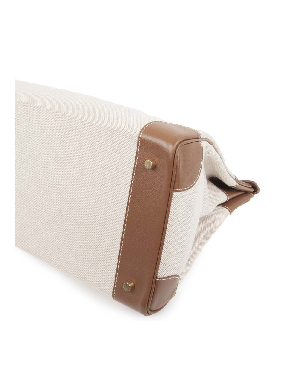 Sac Birkin 40 HERMES toile et cuir veau