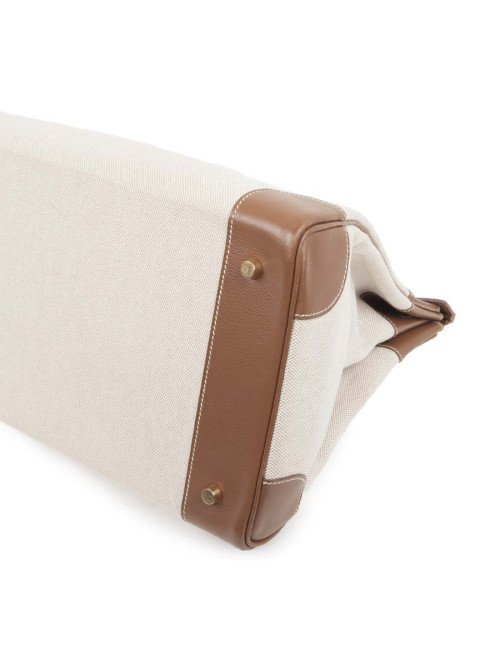 Sac Birkin 40 HERMES toile et cuir veau