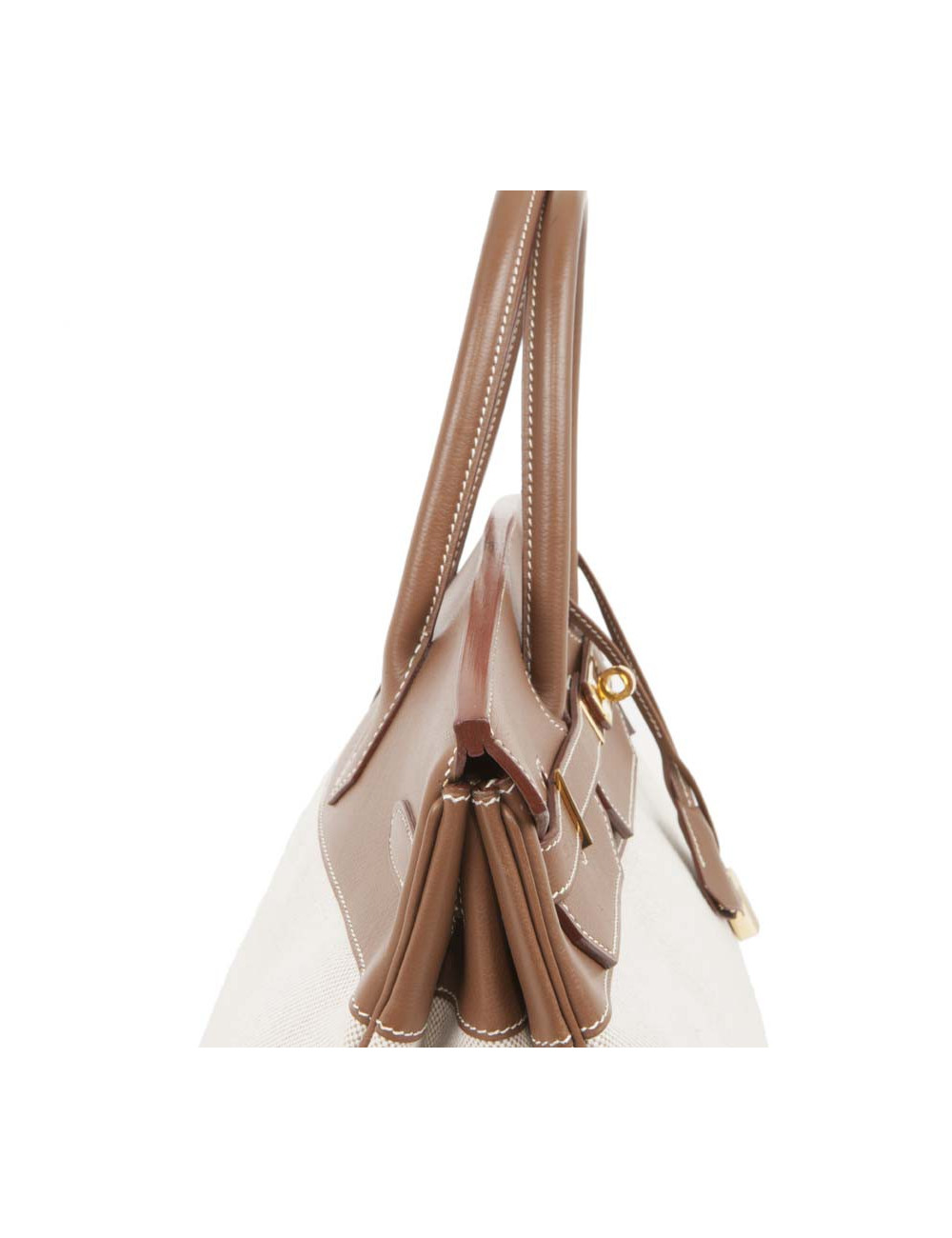 Sac Birkin 40 HERMES toile et cuir veau