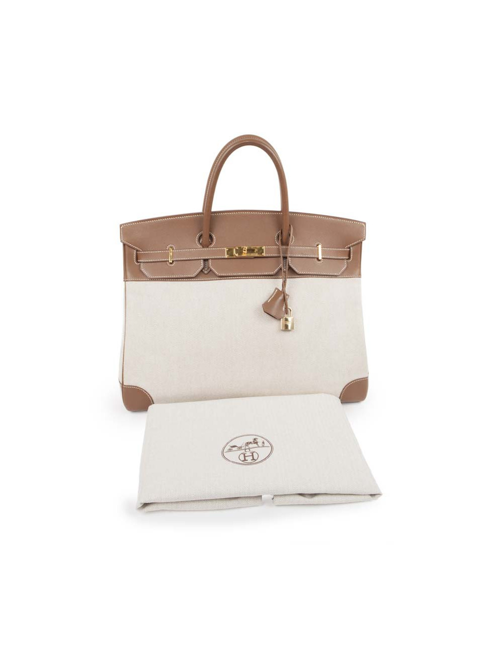 Sac Birkin 40 HERMES toile et cuir veau