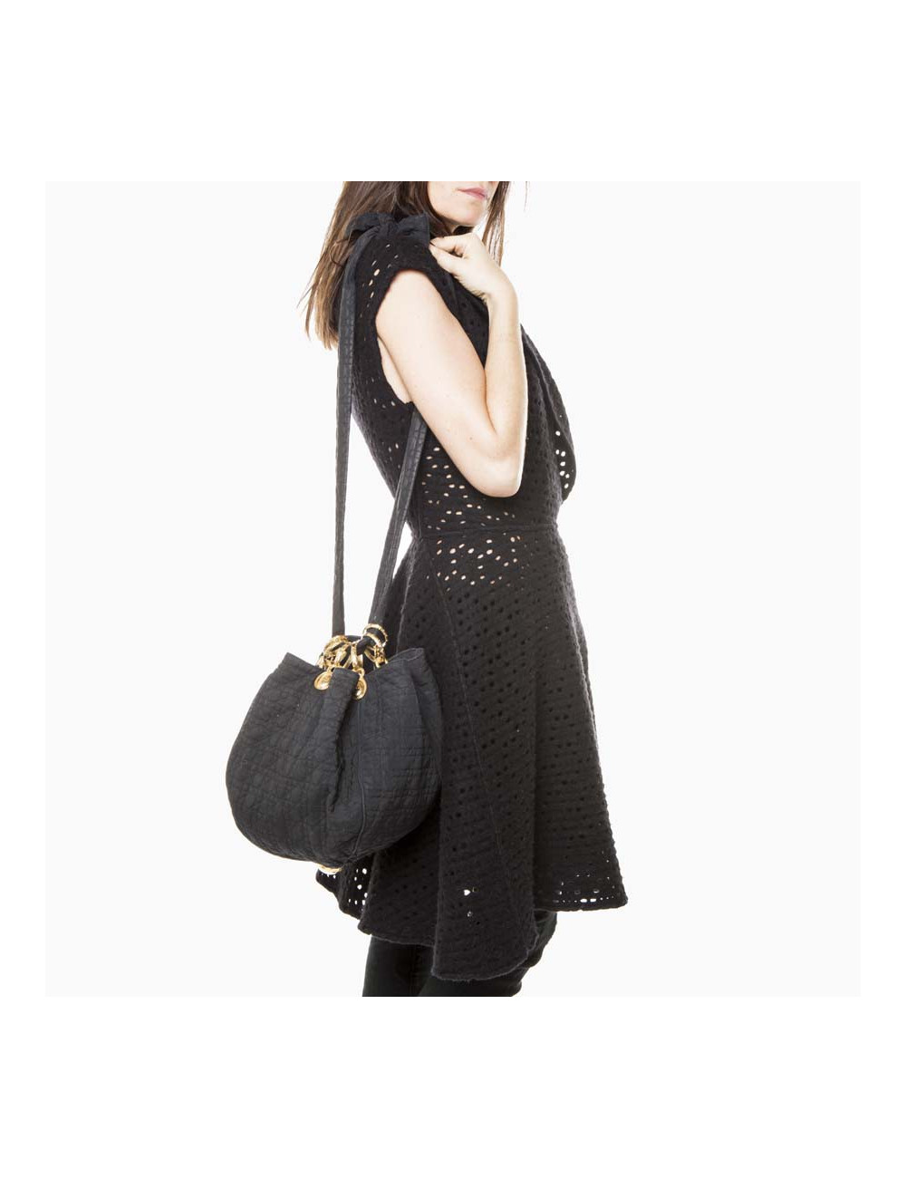 Sac vintage CHRISTIAN DIOR toile noire