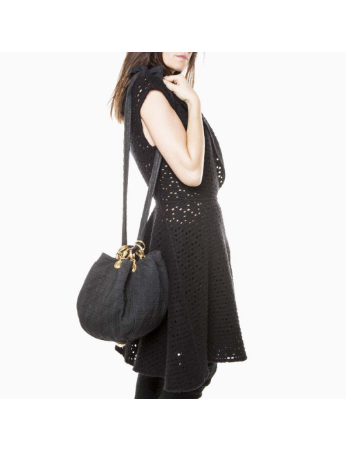 Sac vintage CHRISTIAN DIOR toile noire