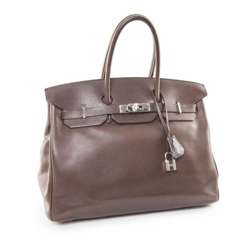 HERMES Bag Birkin 35 in Soft smooth Chocolate Leather