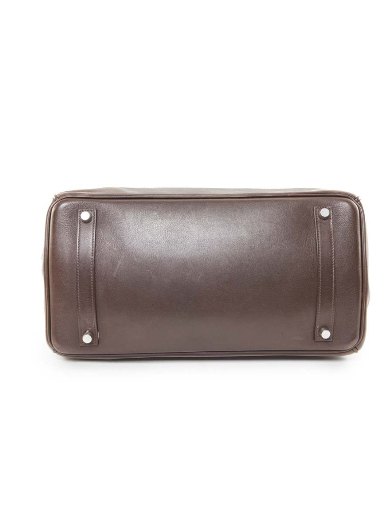 Sac Birkin 35 HERMES cuir marron chocolat
