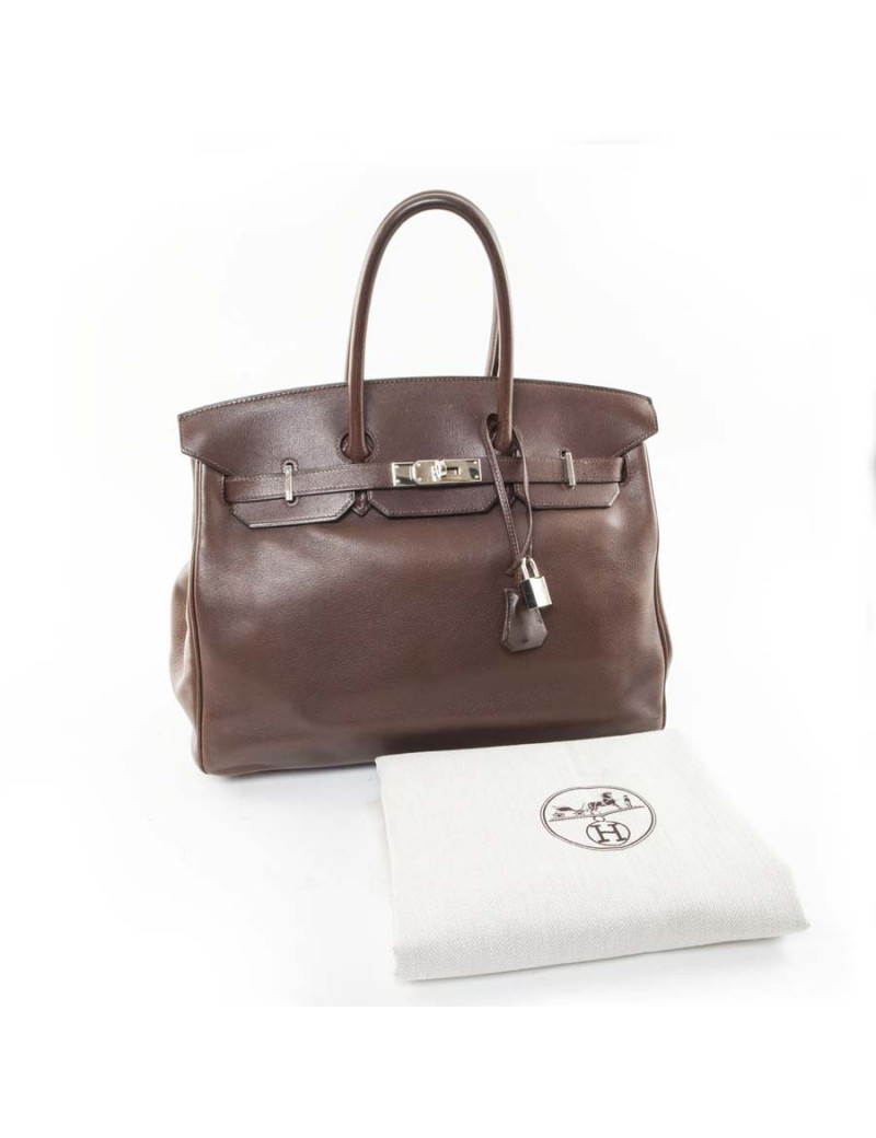 HERMES Bag Birkin 35 in Soft smooth Chocolate Leather