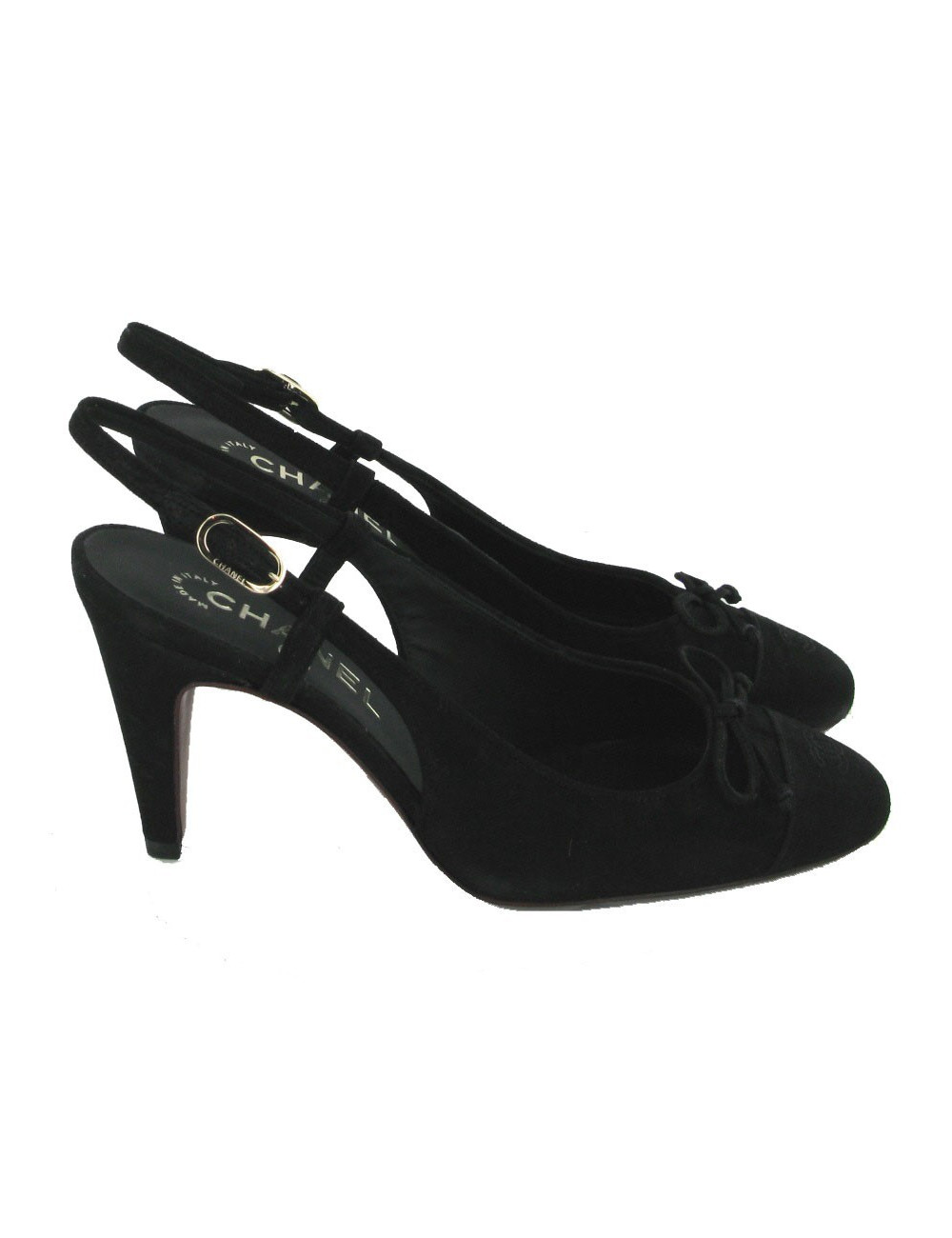 Sandales CHANEL T 37 daim noir