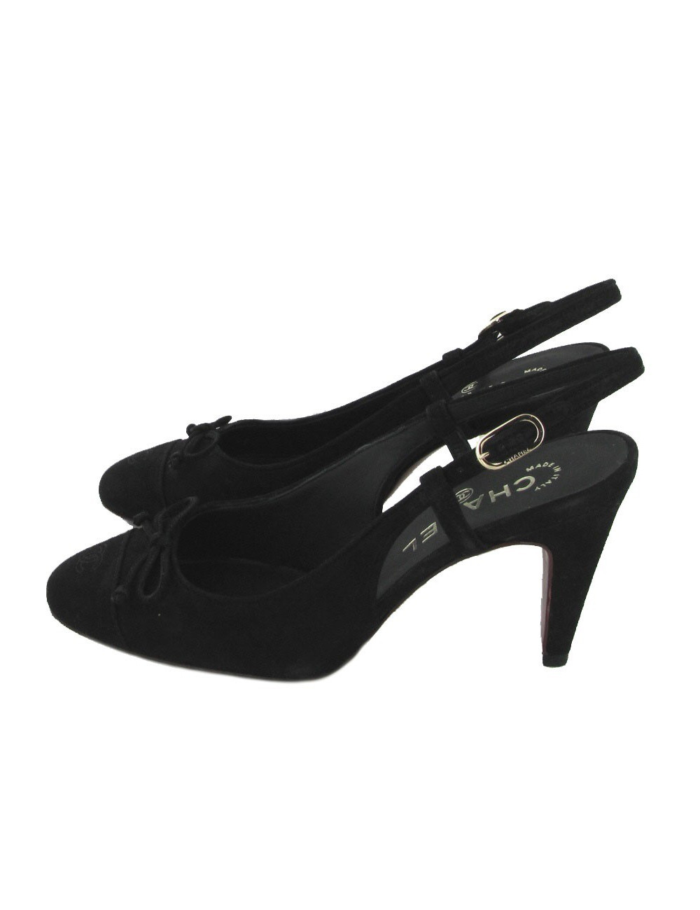CHANEL T 37 Black Suede sandals