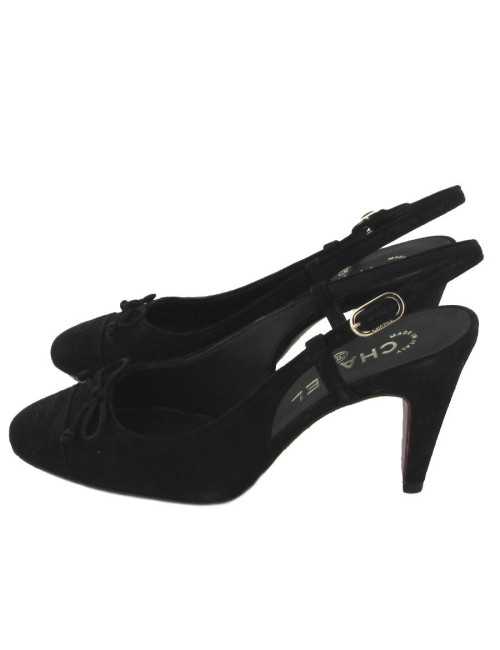 Sandales CHANEL T 37 daim noir