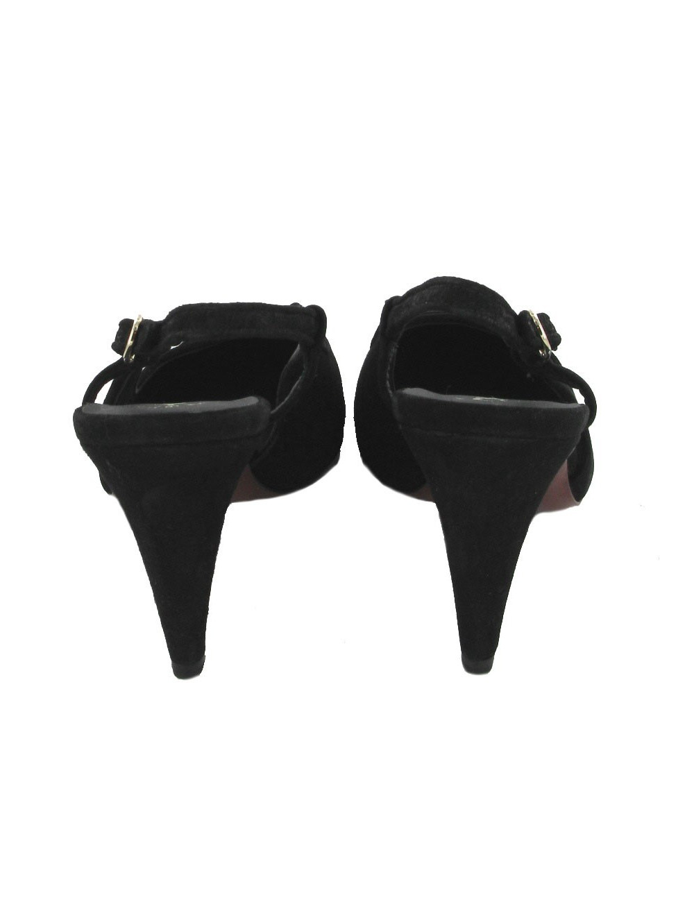 CHANEL T 37 Black Suede sandals