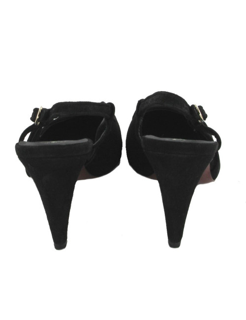 Sandales CHANEL T 37 daim noir