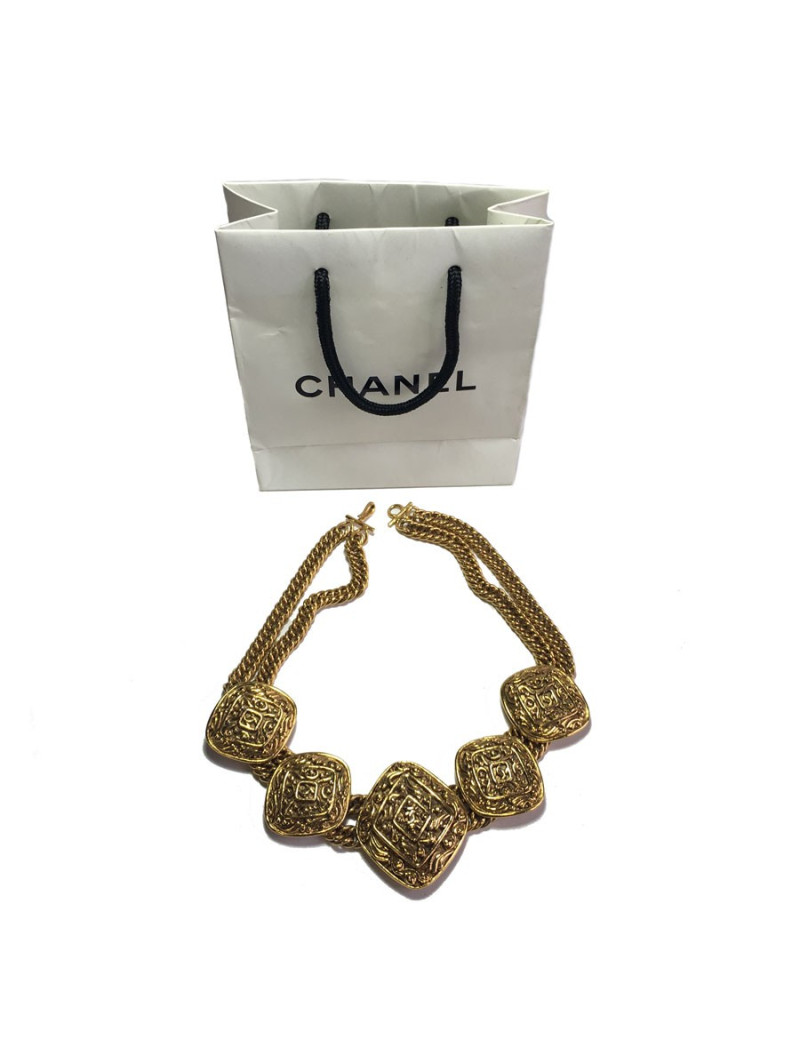 Collier CHANEL couture métal doré 