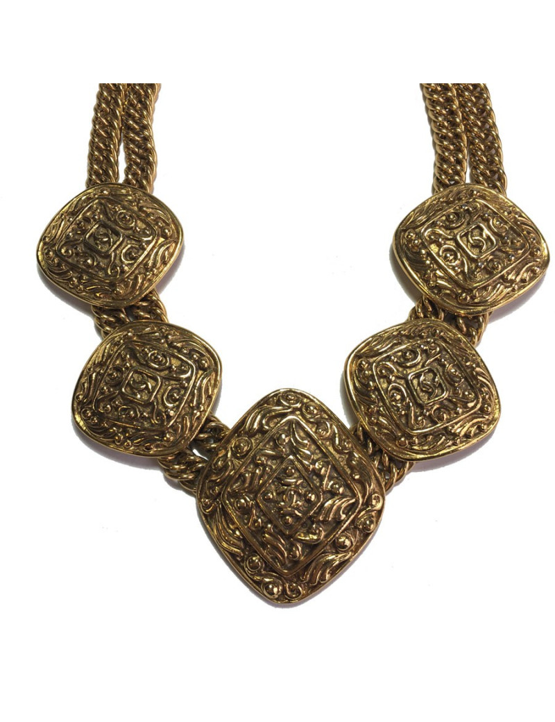 Collier CHANEL couture métal doré 