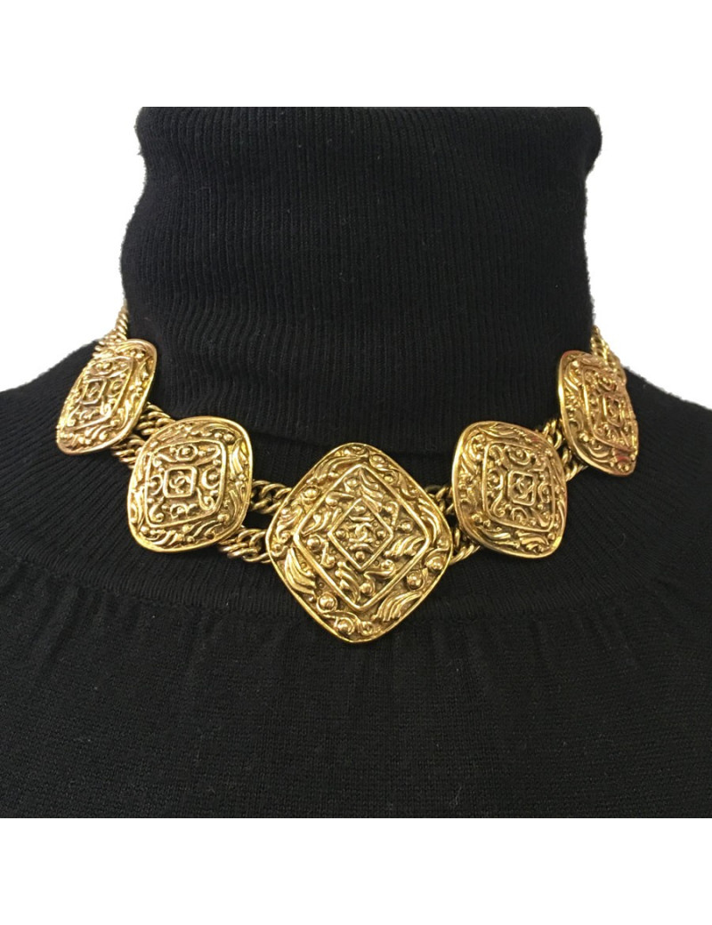 Collier CHANEL couture métal doré 
