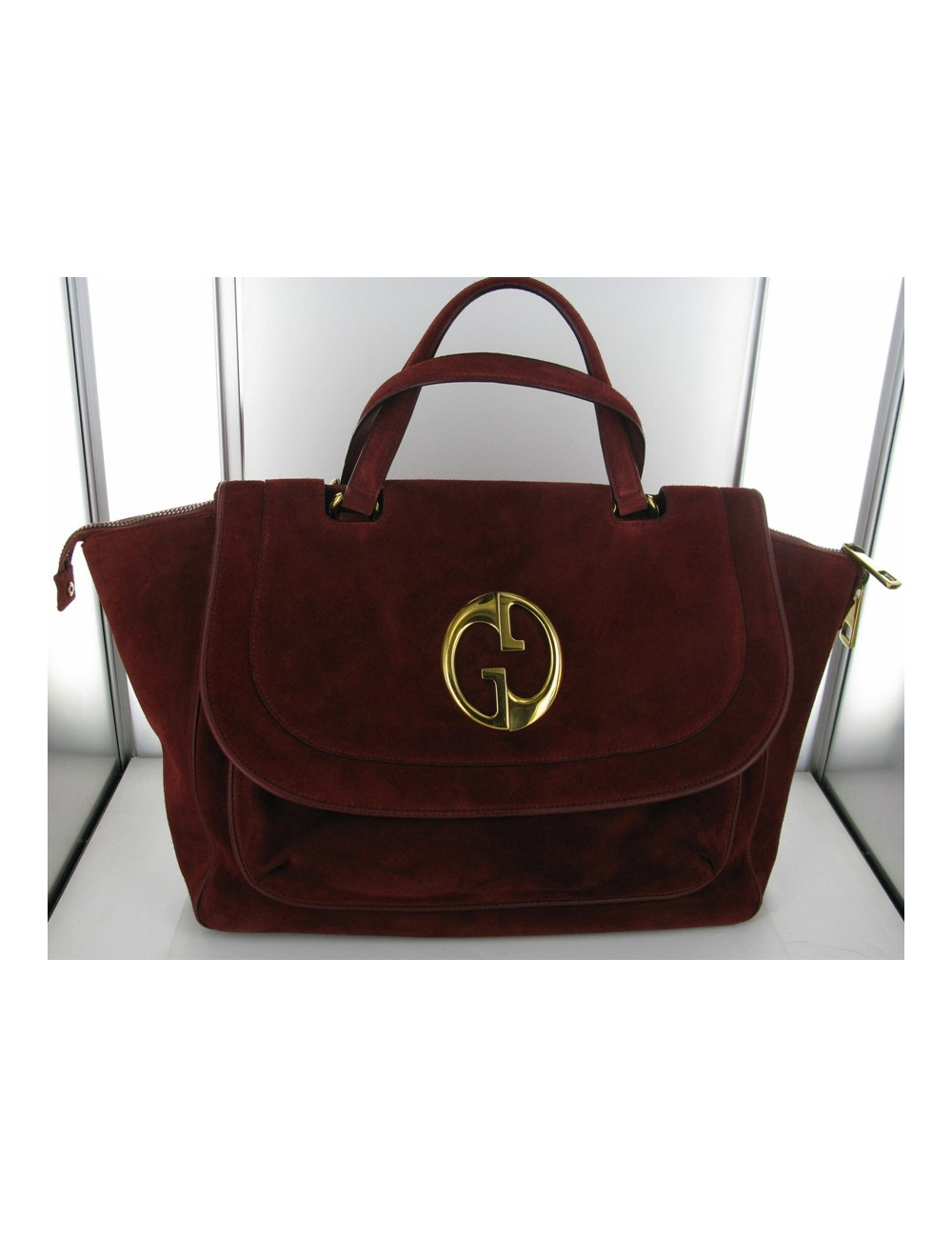 Burgundy suede GUCCI bag
