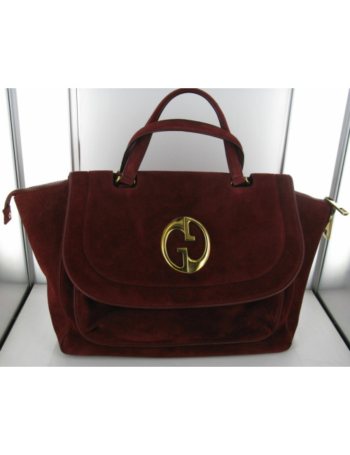 Burgundy suede GUCCI bag