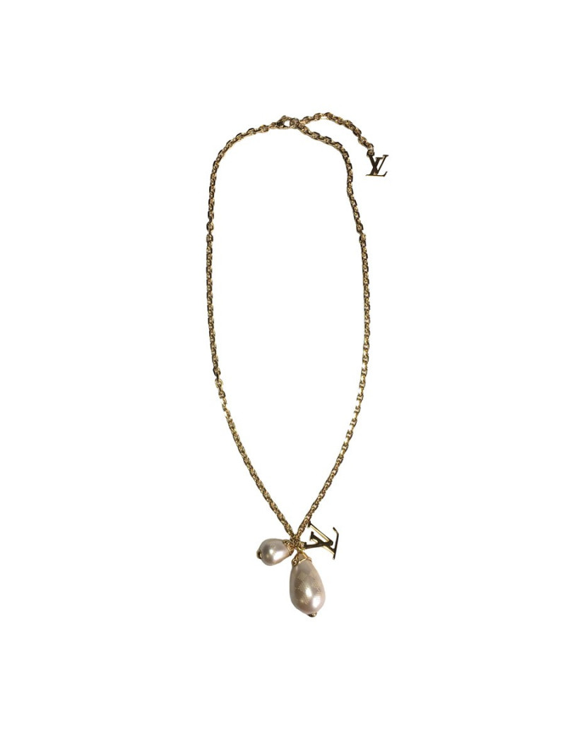 xxx Collier LOUIS VUITTON en métal doré et perles nacrées 