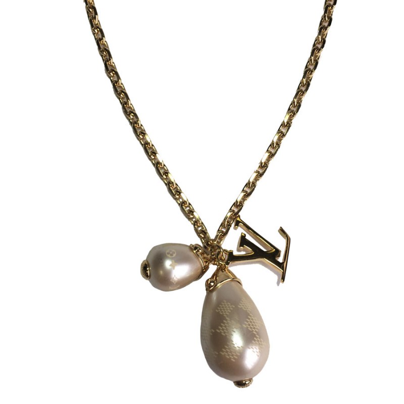 xxx Collier LOUIS VUITTON en métal doré et perles nacrées - VALOIS VINTAGE  PARIS