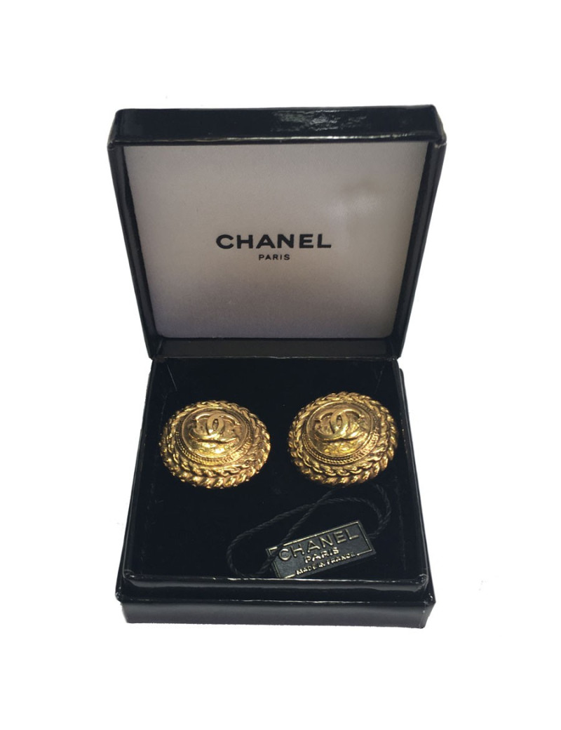 Boucles d'oreille clips CHANEL Vintage en métal doré